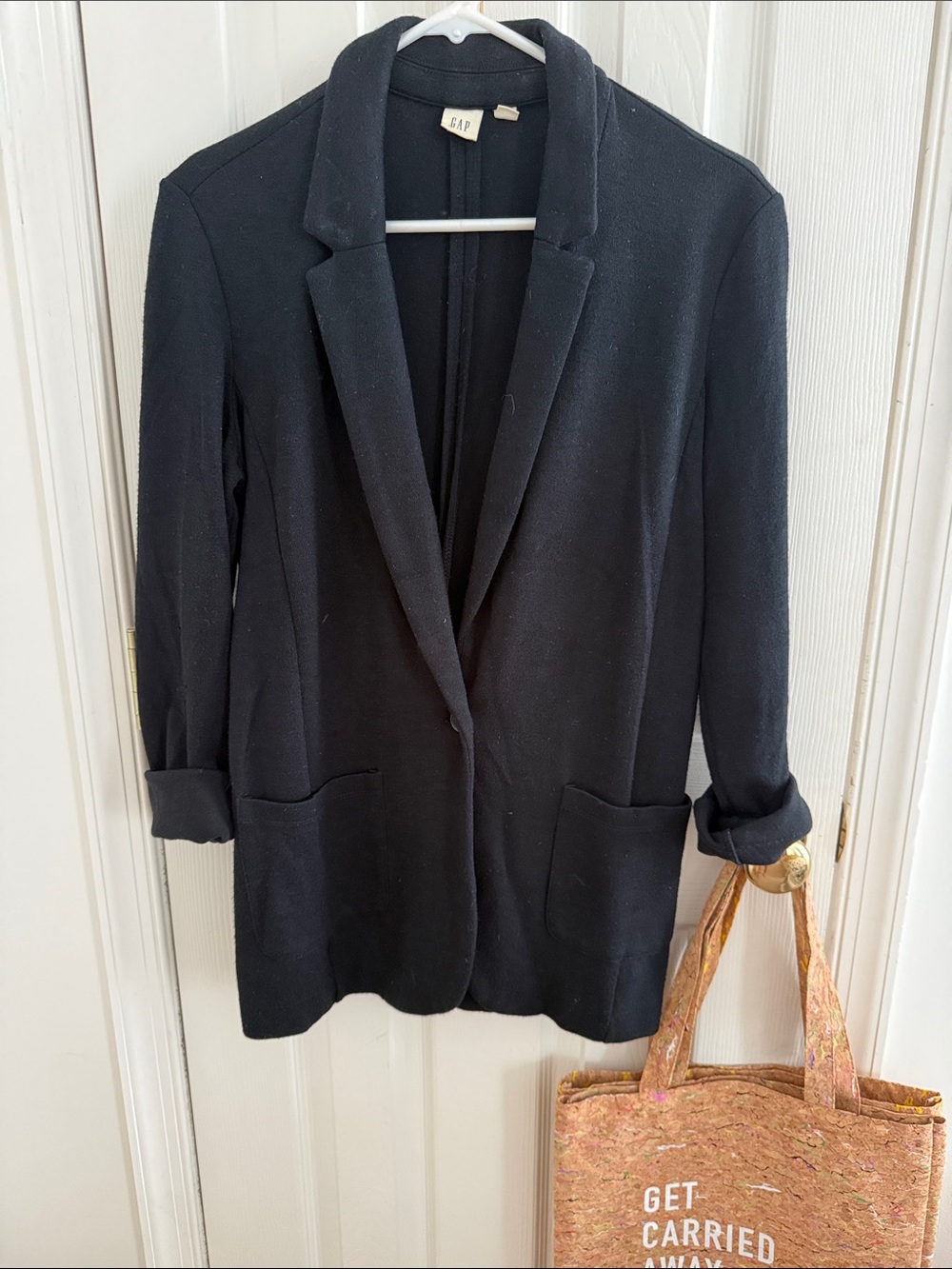 GAP Black Women's Longline Blazer with Patch Pockets